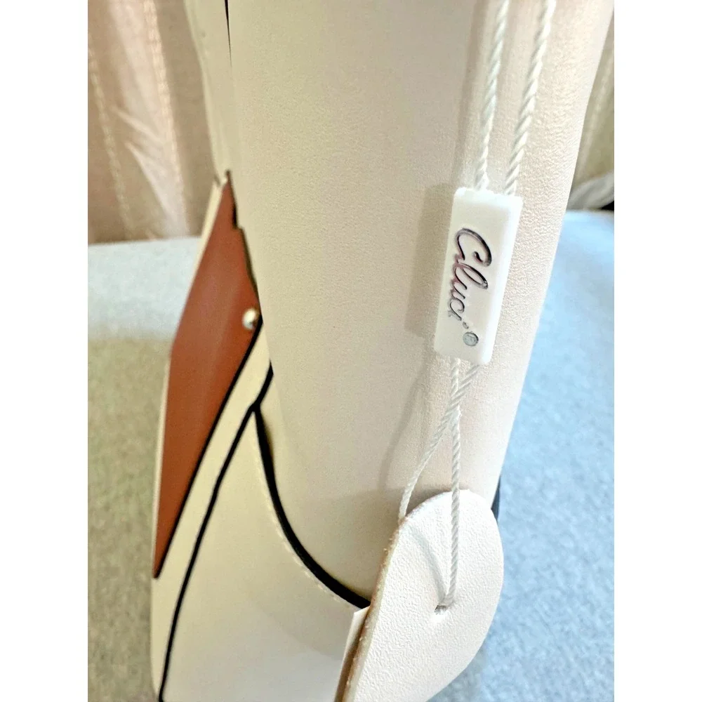 CLUCI Vegan Leather Hobo Bucket Bag Pockets 2 Detachable Straps White Brown